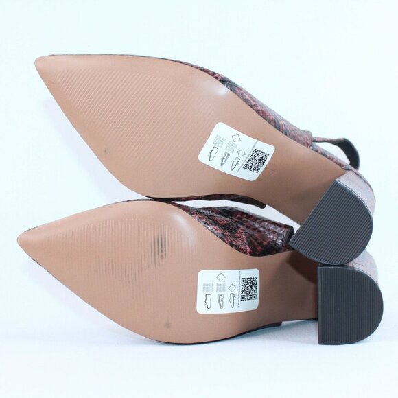 Asos Design Womens Sz 6 Faux Snakeskin Purple Slingback Block High Heels Pointed - Picture 9 of 11